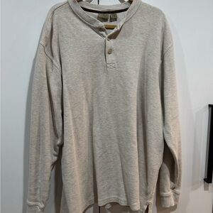 L.L. Bean Men's Beige Long Sleeve Henley